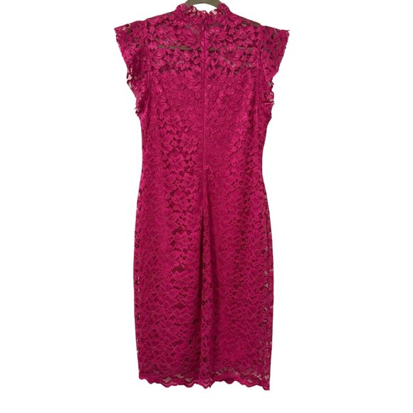 Enfocus Studio Fuchsia Lace  Dress W/ Flutter Sleeves Size 10 dress - Picture 6 of 10
